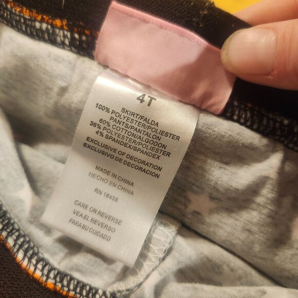 Young Hearts Girls 4T Orange Tulle Skirt Black Star Print Halloween Leggings - Picture 2 of 7